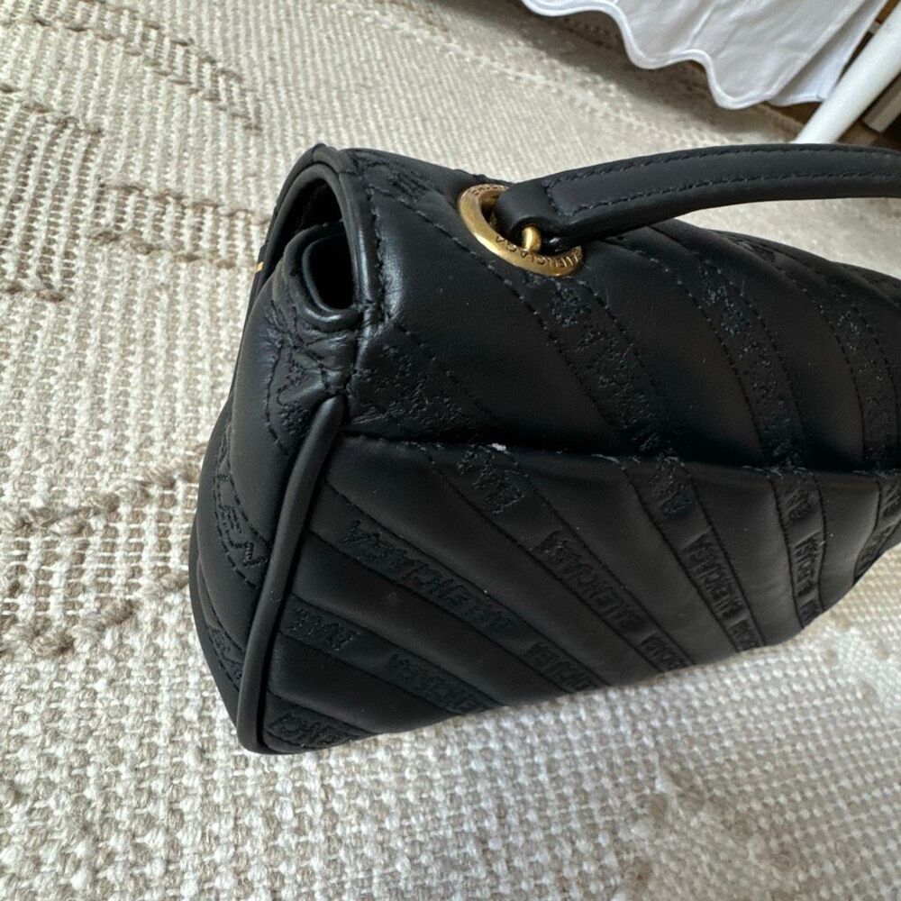 Balenciaga Calfskin Logo Matelasse Chain Strap Blanket Reporter XS Black NWT - Picture 9 of 16